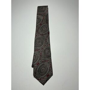 Lands End Mens Neck Tie Dress Accessory Brown Red Paisley Career Casual